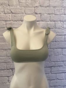 Juniors Textured Shoulder Tie Bralette Bikini Top Xhilaration Green M (4-6)